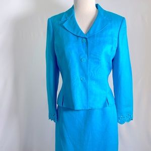 Le Suit Blue Skirt and Jacket Suit